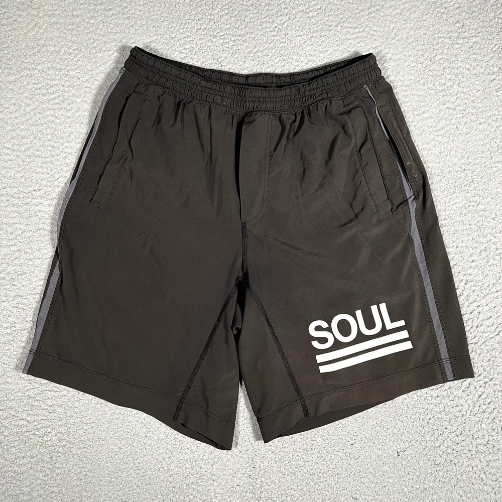 Lululemon Shorts Mens Large Black Pace Breaker Lined 8" Athletic Soul Cycle Logo